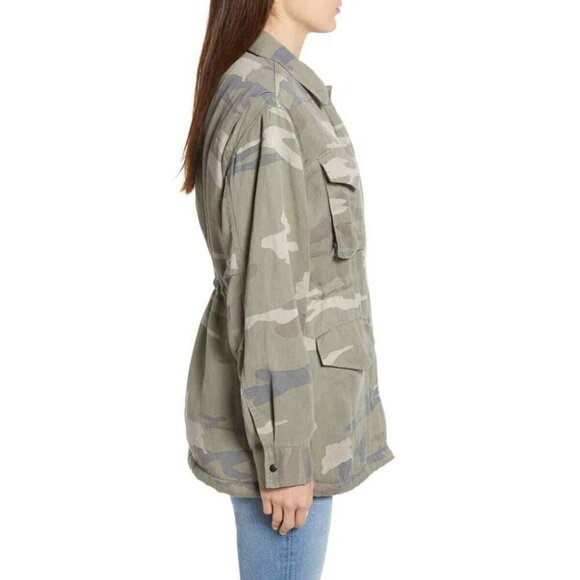 Rails Utility Jacket Women’s Medium Camo Tencel Linen Lined Drawstring Pocket - Picture 6 of 8